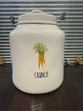 HTF Rae Dunn CRUNCH Carrot Canister Easter Spring Watercolor Magenta